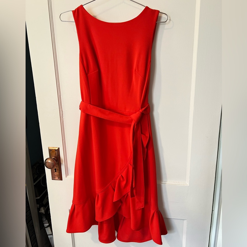 Calvin Klein Vibrant Corral Red Midi Dress